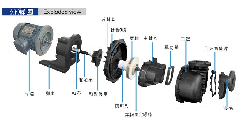 耐腐蚀自吸泵分解图