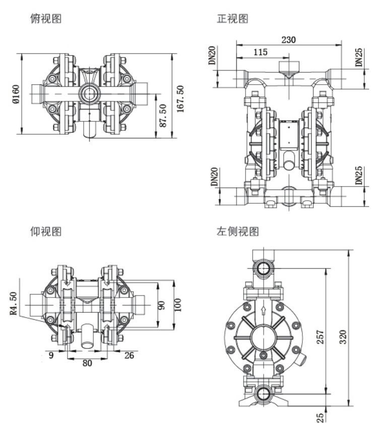 气动污泥隔膜泵安装尺寸